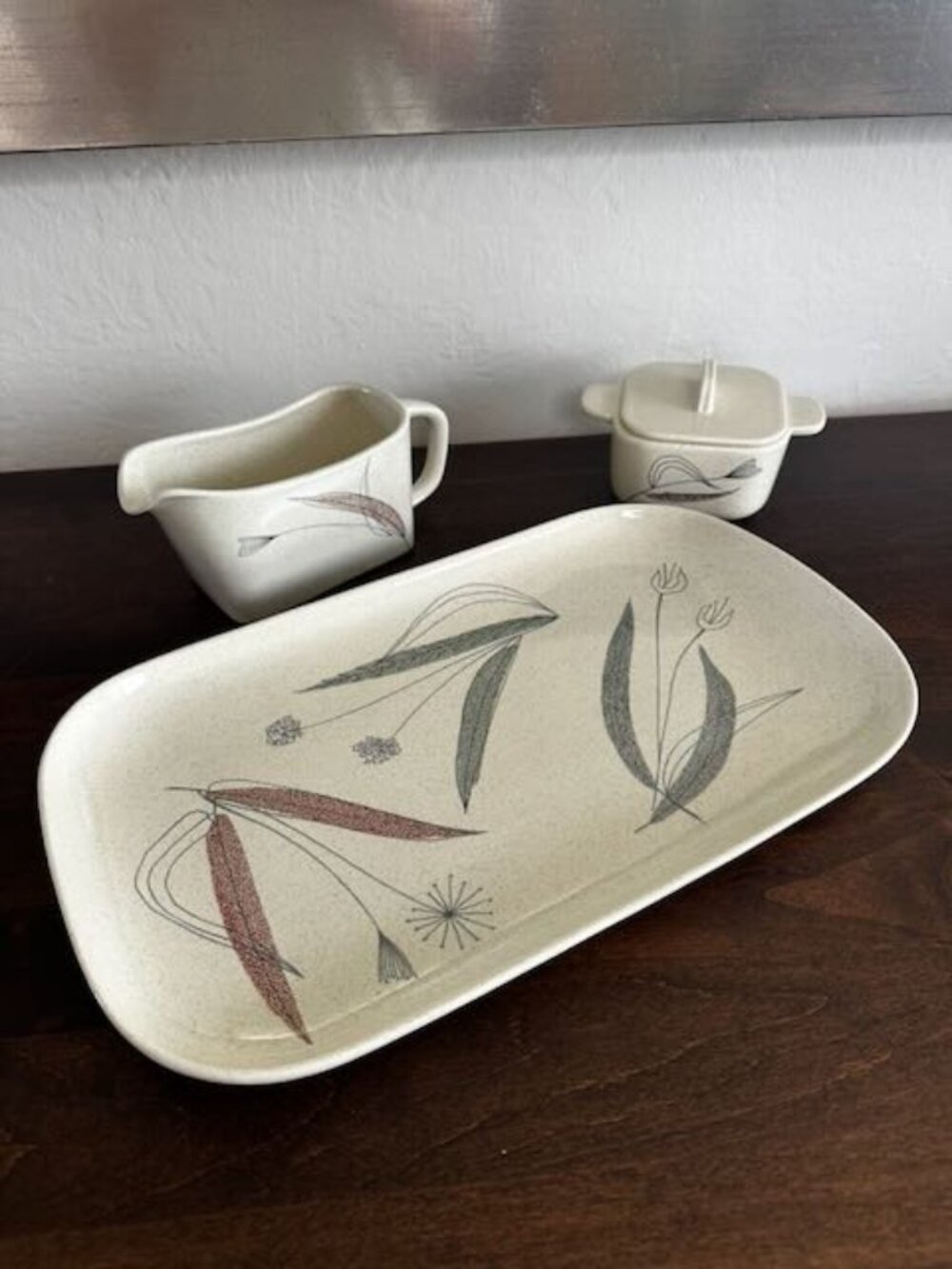 Vintage Mid-Century Franciscan Trio Collection Platter, Creamer & Sugar